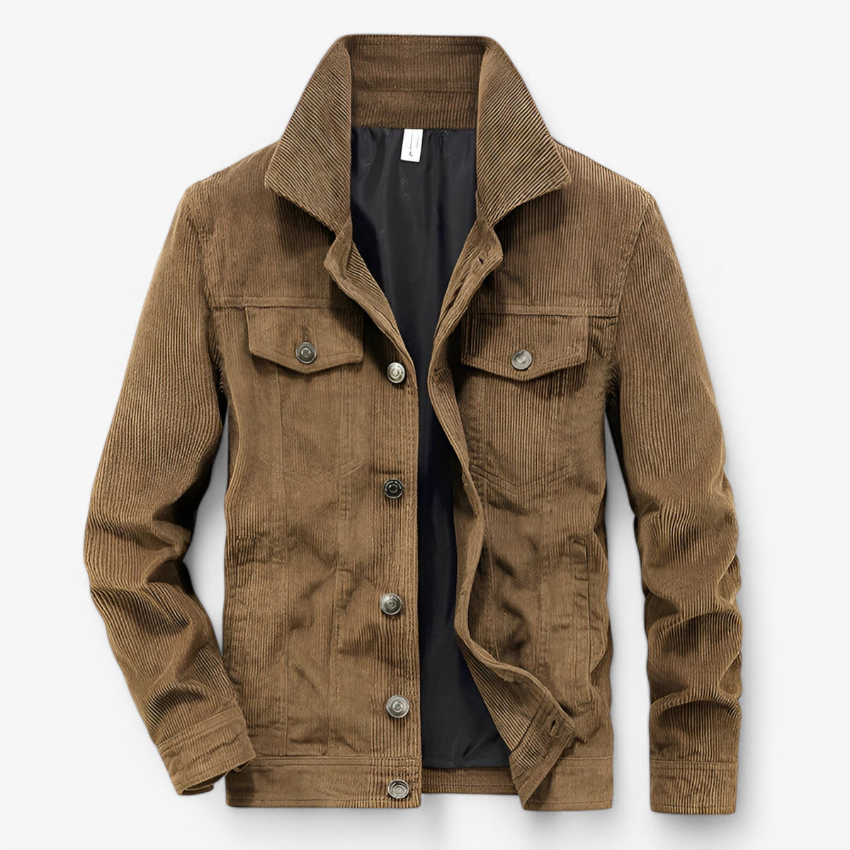 Jassen : Corduroy Jas - Vintage en Trendy - Khaki in Khaki van Pantino
