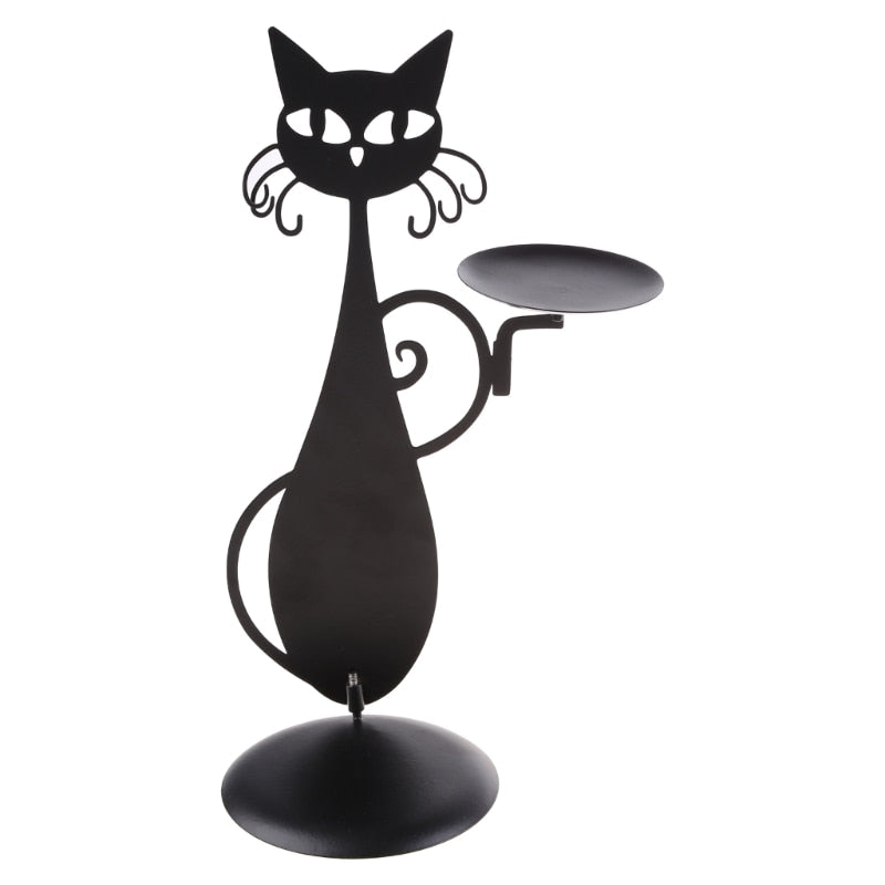 home & garden : Zwarte Kat Kaarsenhouder - Mystiek Interieur Decoratie - Keramiek in Links van Pantino