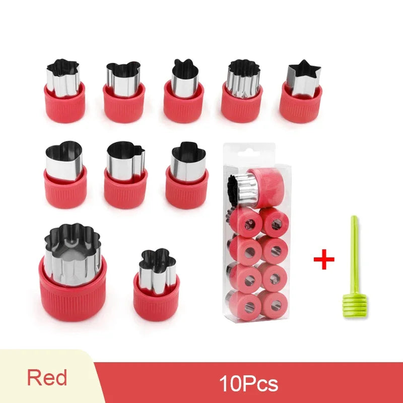 home & garden : LittleChefs - Groenten CartoonVormpjes Snijders in Rood - Set Van 10 Stuks van Pantino