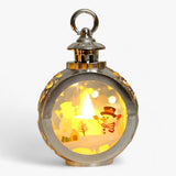 Lampe Père Noël bonhomme de neige - Lanterne LED avec simulation de flamme pour décoration extérieure