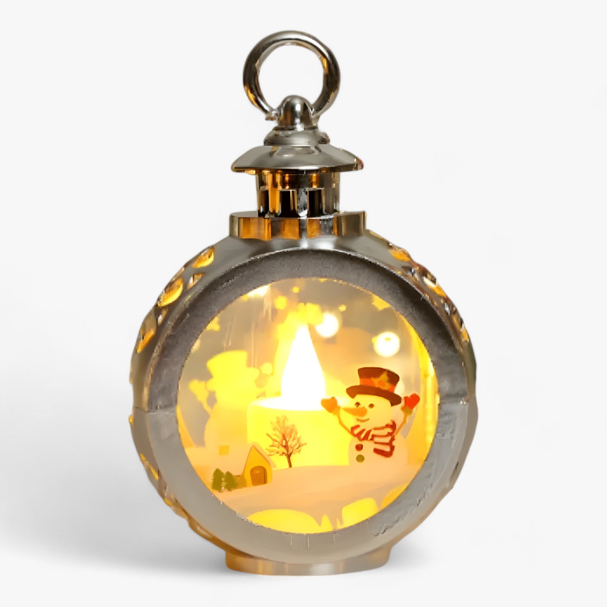 outdoor equipment : Kerstman Sneeuwpop Lamp - LED Lantaarn met Vlam Simulatie voor Buitendecoratie in 1 S 8.5x12cm van Pantino