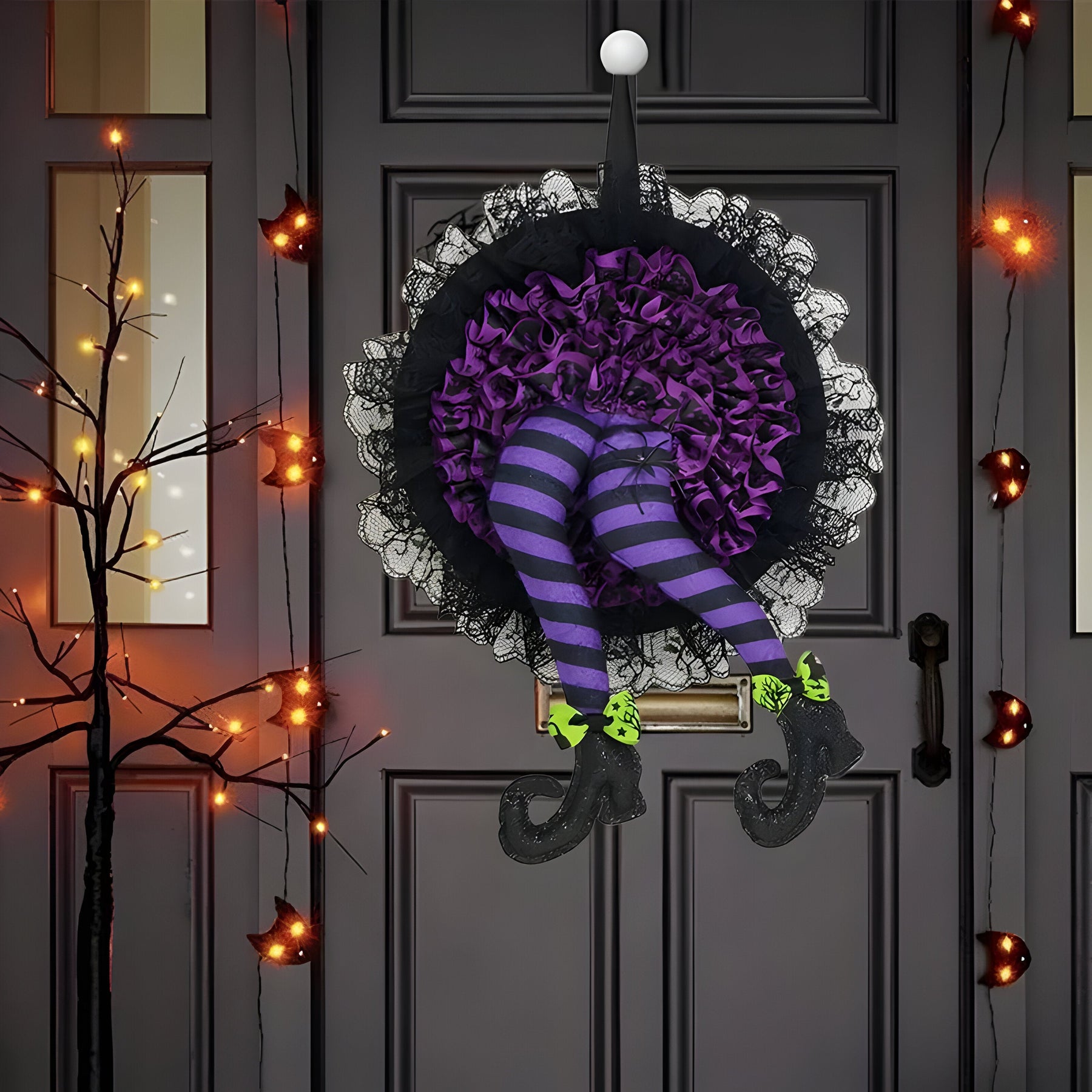 home & garden : Halloween-Krans - Leuk Hangend Decor voor een Griezelig Welkom - Paars in van Pantino