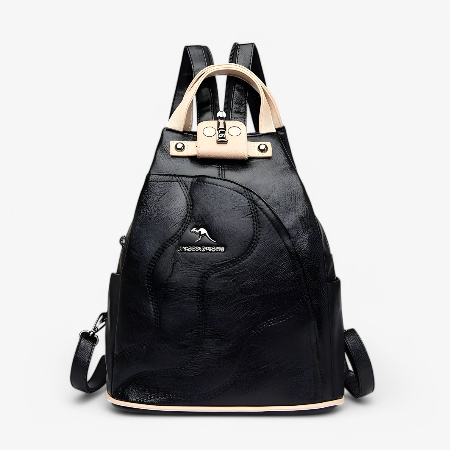 bags : Rugzak Zwart en Kaki - Elegante Lederen - Ruim, Veilig en Perfect voor op Reis in Zwart en kaki van Pantino
