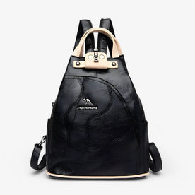 backpack : Rugzak Zwart en Kaki - Elegante Lederen - Ruim, Veilig en Perfect voor op Reis in Zwart en kaki van Pantinoshop