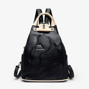 bags : Rugzak Zwart en Kaki - Elegante Lederen - Ruim, Veilig en Perfect voor op Reis in Zwart en kaki van Pantino