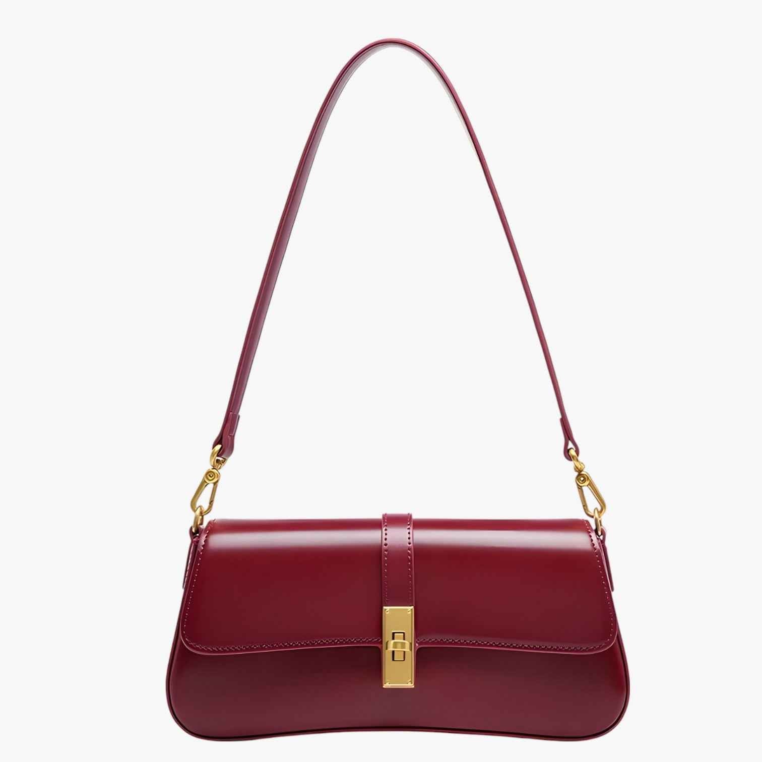Bags : Dames Baguette Tas van Echt Zwart Luxe Leer, Elegant en Compact in Rosso vino van Pantino