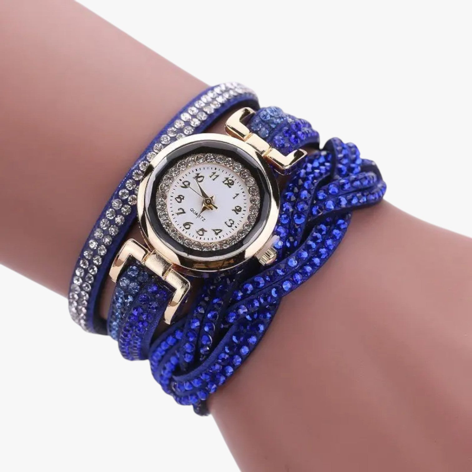 Dameshorloge Elegant met Lange Band van Echt Leer Zwart - Unieke Stijl