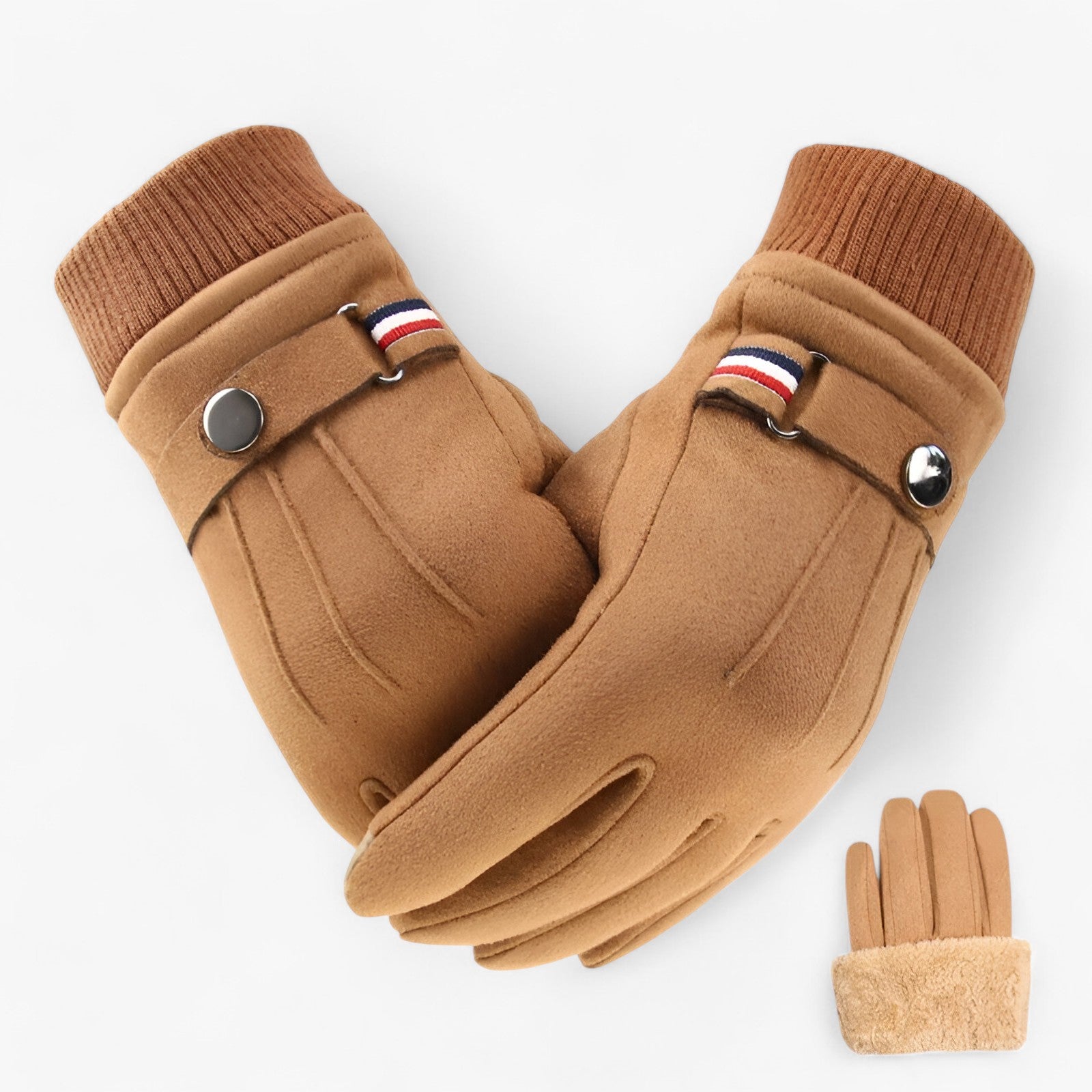 Winter Gloves : Handschoenen Grijs - Warme Suède Touchscreen Winterhandschoenen in Bruin Eén maat van Pantino