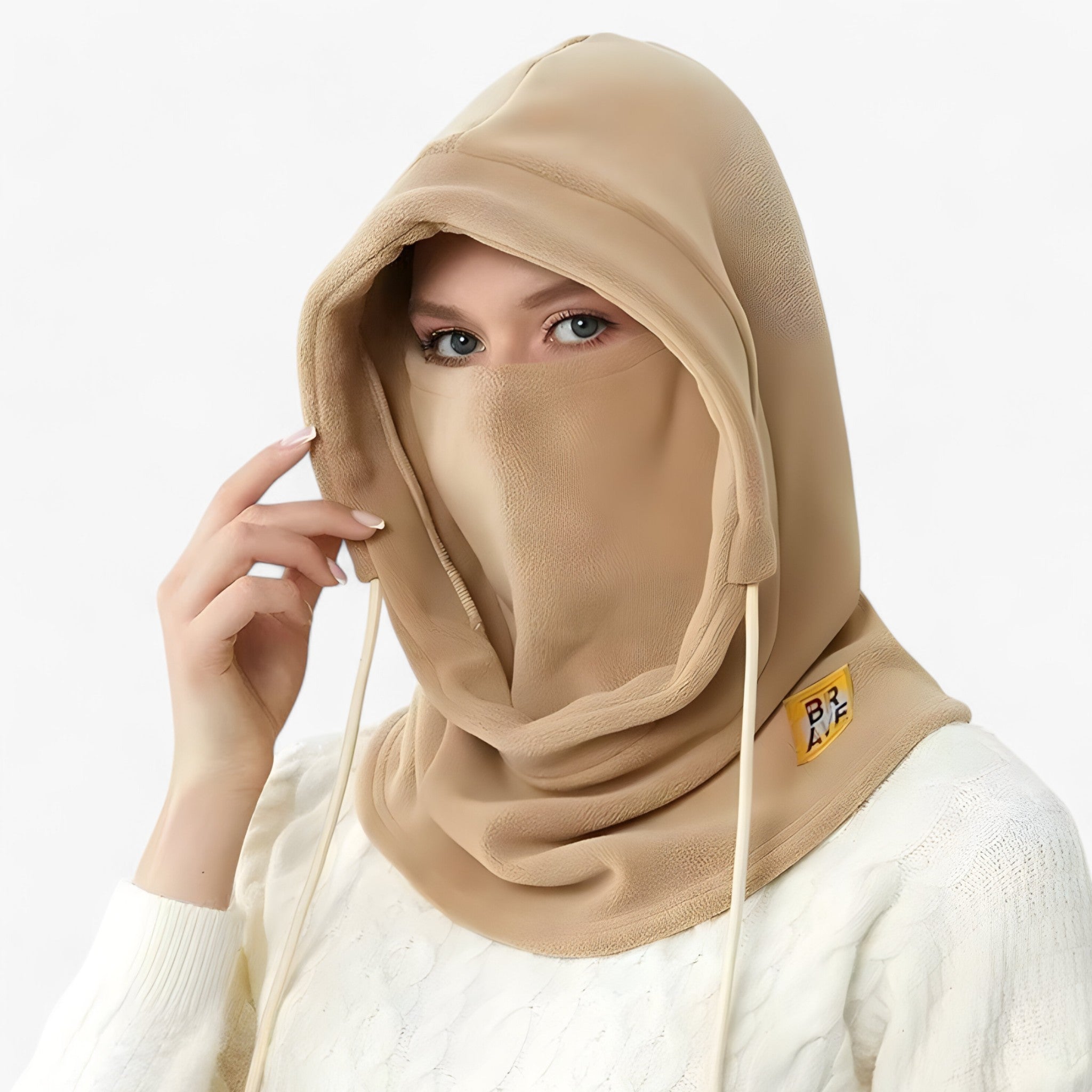 Winter Hat : Winter Hoed 3-in-1 - Bescherming & Comfort - Roze met Capuchon in khaki Één maat van Pantino