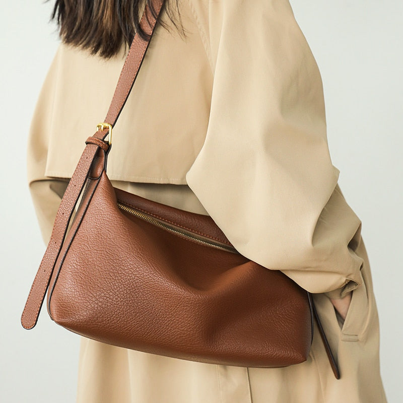 bags : Crossbody Tas Licht Bruin - Amber in Donker bruin 32x12x21 cm van Pantino