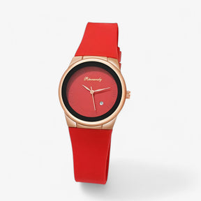 outdoor equipment : Kwartsuur met Sportieve Siliconen Band - Wit in Rood van Pantino
