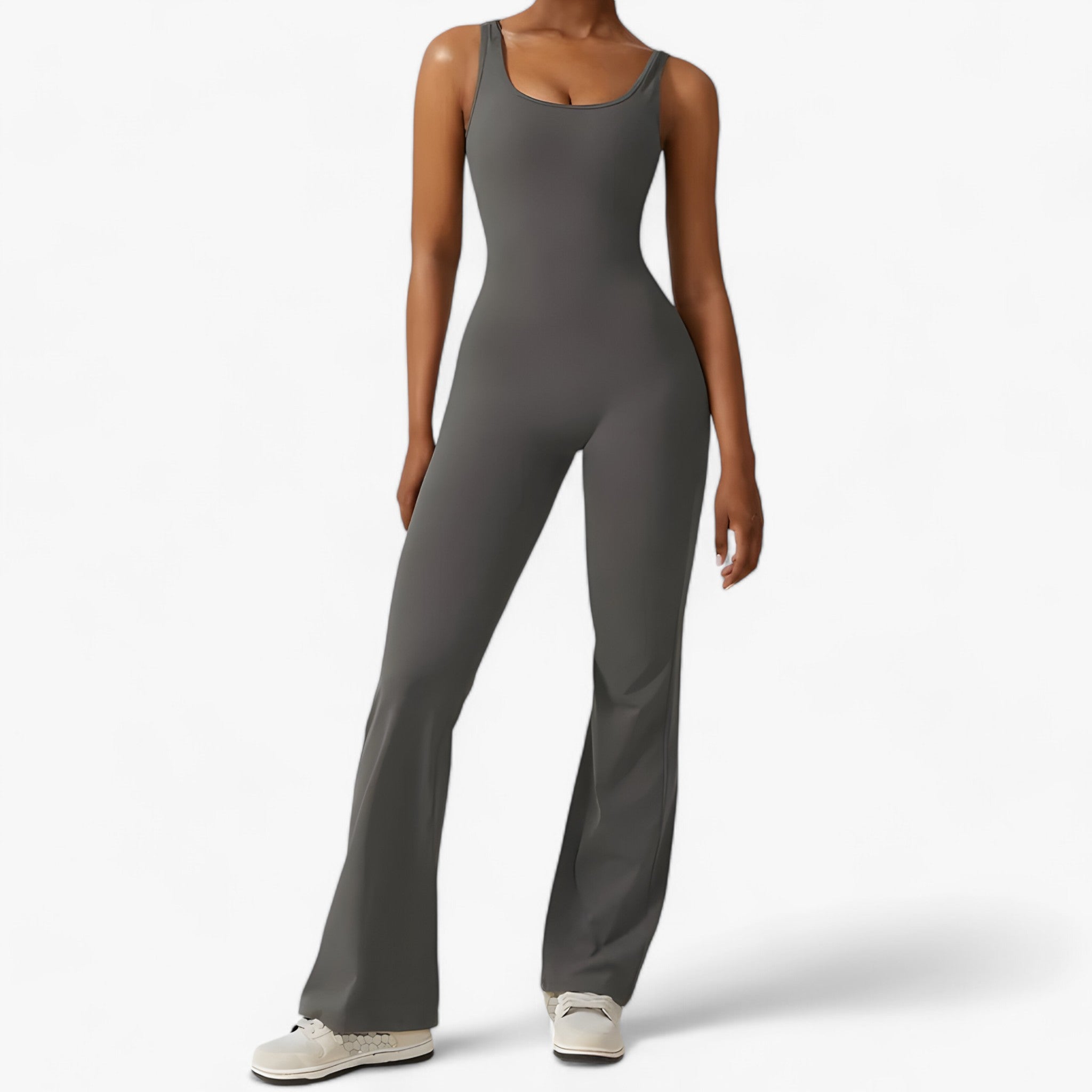 Jumpsuit : Yoga Jumpsuit - Stretch voor Maximale Flexibiliteit - Embleem Blauw in Verre Berg Grijs van Pantino