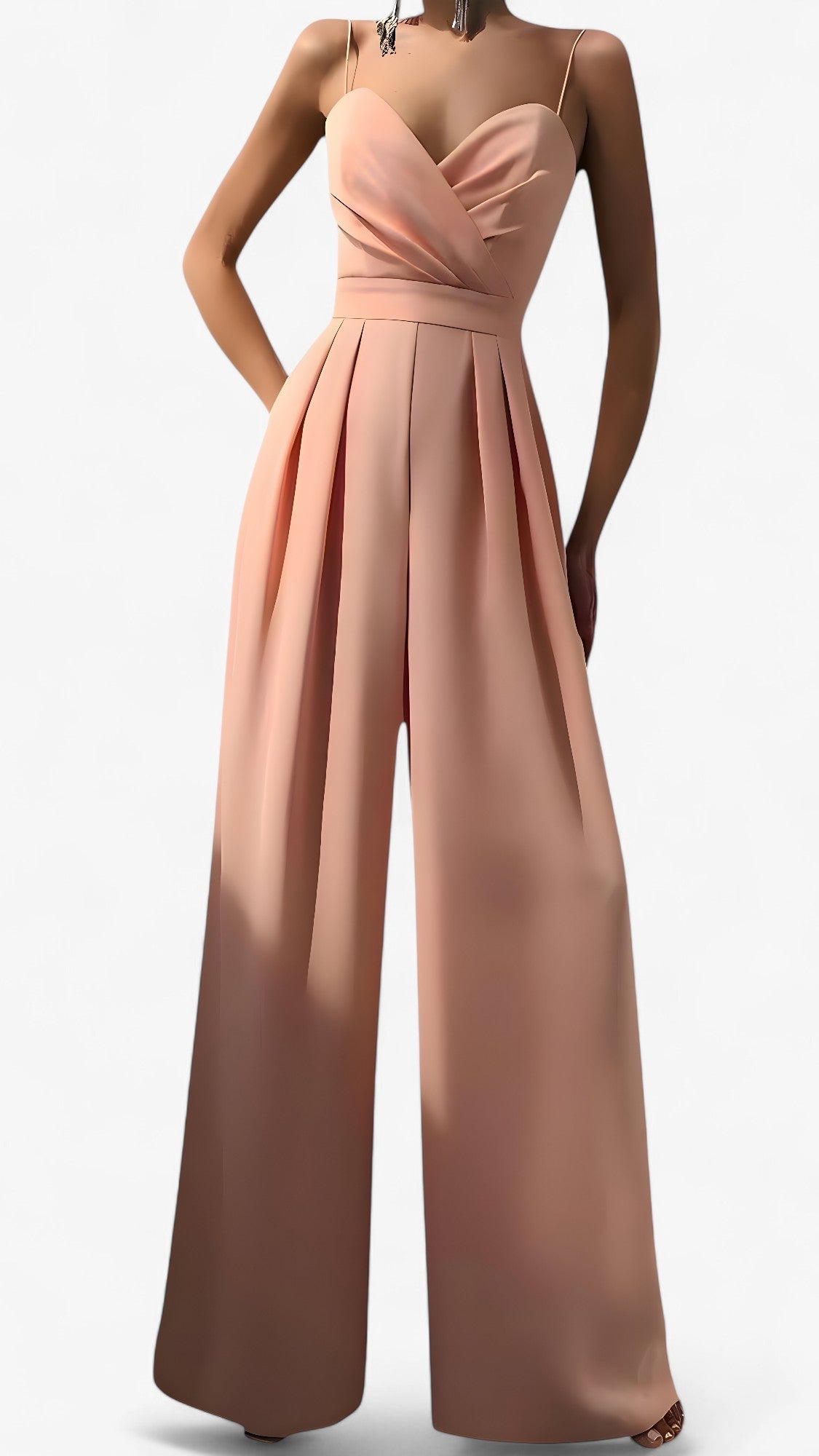 Elegant dames jumpsuit met spaghettibandjes en zachte palazzobroek