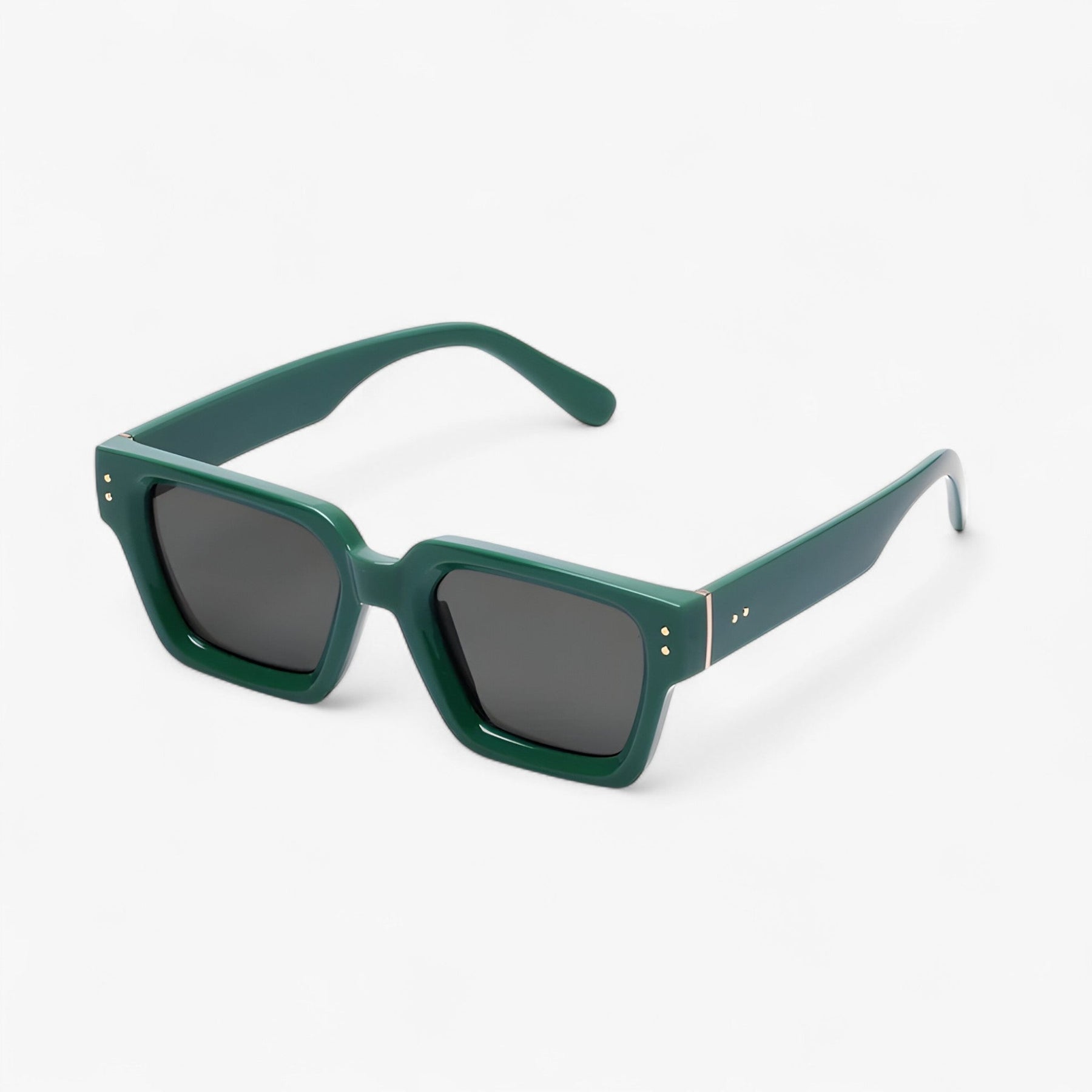 Sunglasses : Zonnebril unisex geel vierkant - Trendy UV400 bescherming voor dames en heren in 1-donkergroen van Pantino