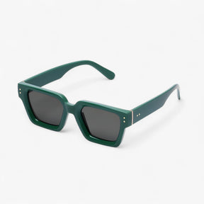 Sunglasses : Zonnebril unisex geel vierkant - Trendy UV400 bescherming voor dames en heren in 1-donkergroen van Pantino