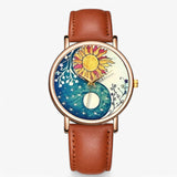 Modische Uhr aus echtem Leder mit originellem Design und wasserfest  