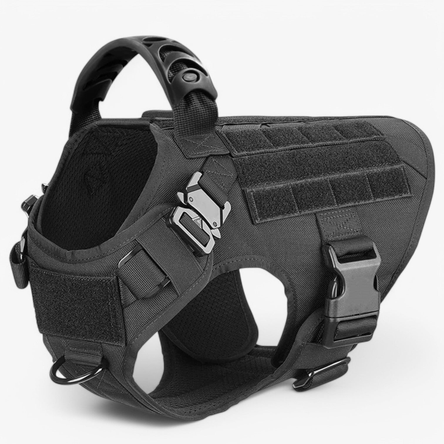 Pets & Supplies : Zwart Nylon Tactisch Militair Verstelbaar Harnas voor Grote Honden met Vest en Handvat in Zwart harnas van Pantinoshop