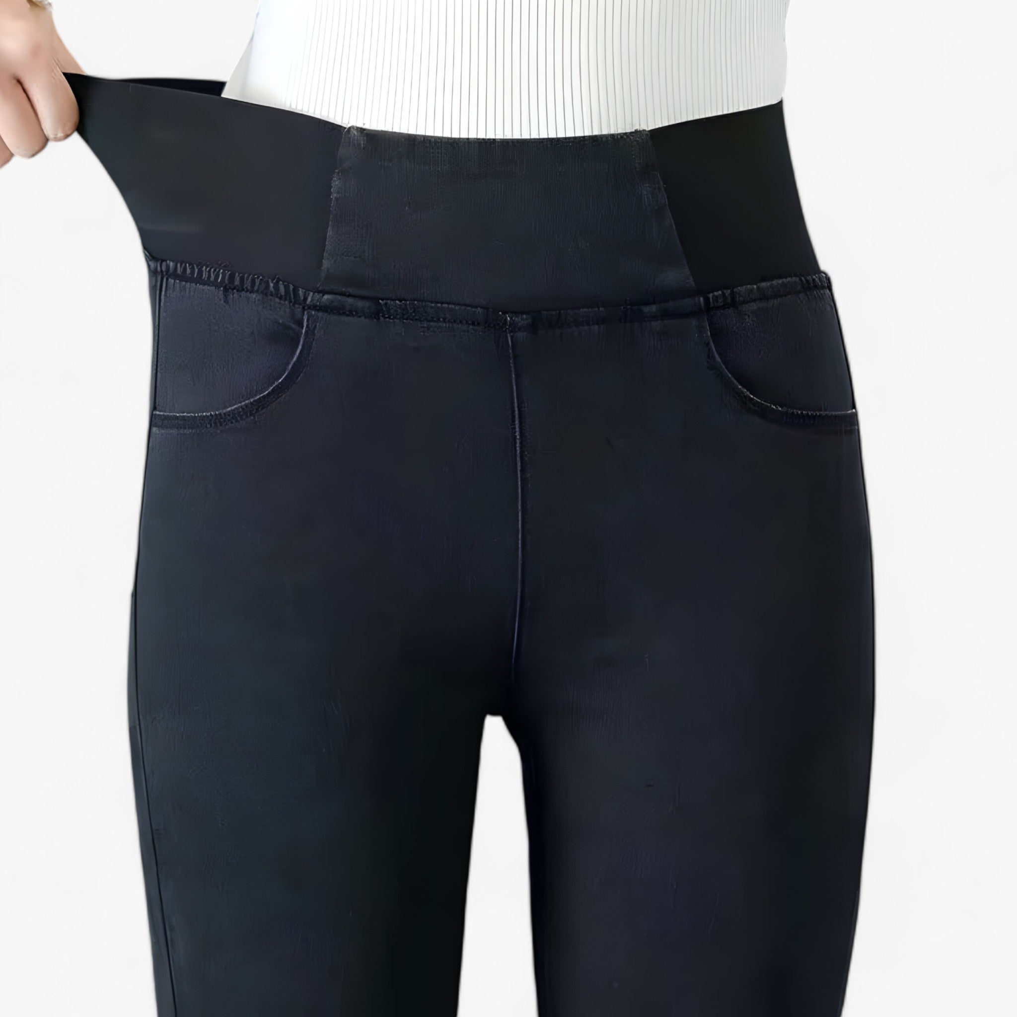 Jeans : Jeans Zwart Grijs - Vintage Gewassen - Hoge Taille & Stretch Comfort in Zwart van Pantino