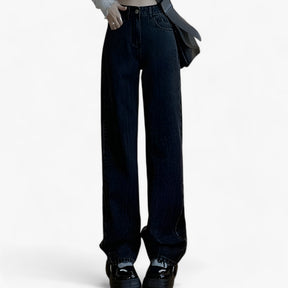 Jeans : Denim met Wijde Pijpen - Klassieke Pasvorm en Dagelijks Comfort - Zwart in van Pantino