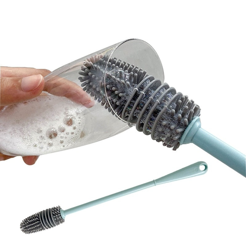 home & garden : Siliconen Afwasborstel - Perfect voor het Schoonmaken van Flessen, Wijnglazen, Vazen Etc. - Grijs in van Pantino