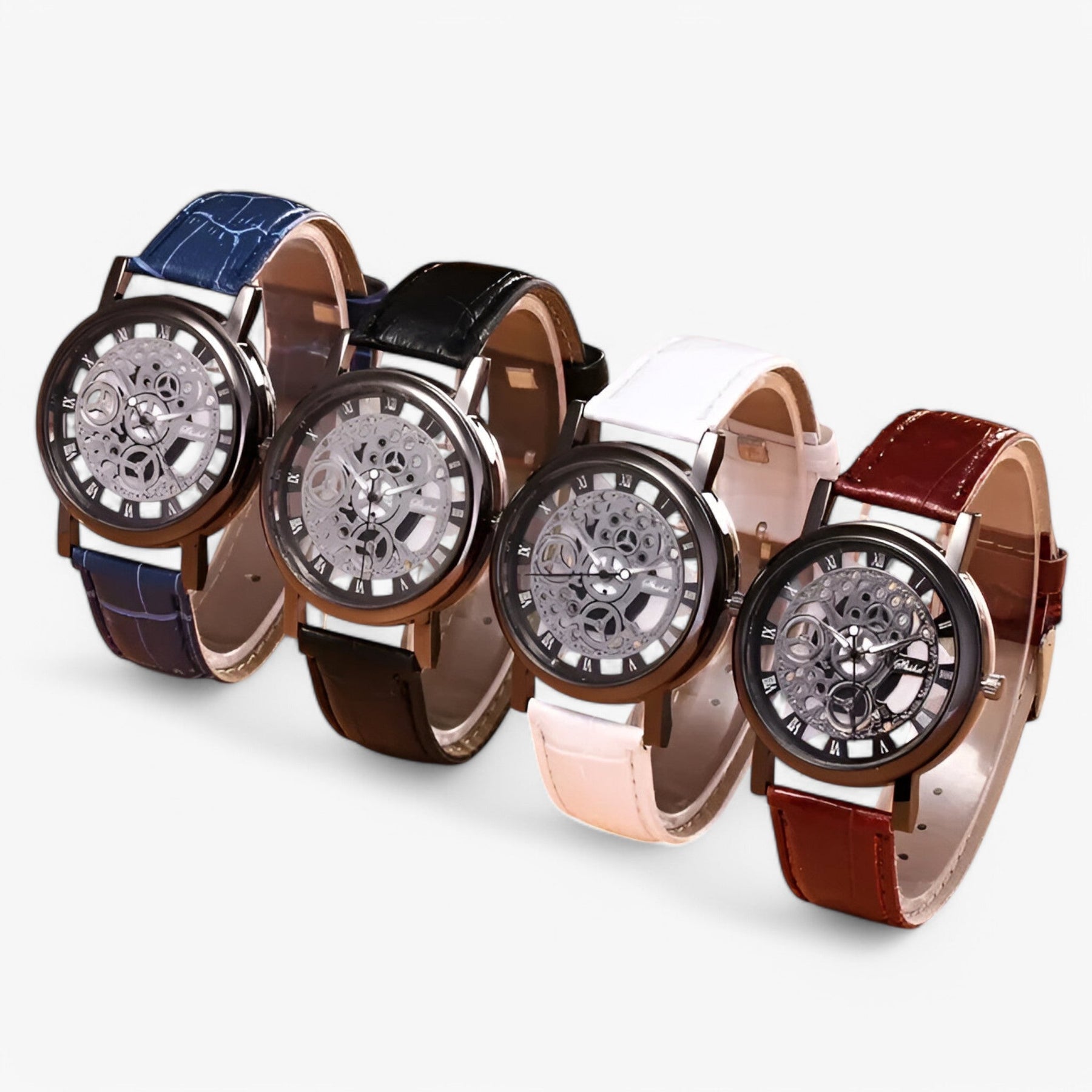 other : Kwarts Uurwerk met Leren Band en Romeins Wijzerplaat - Zilver Blauw in van Pantino