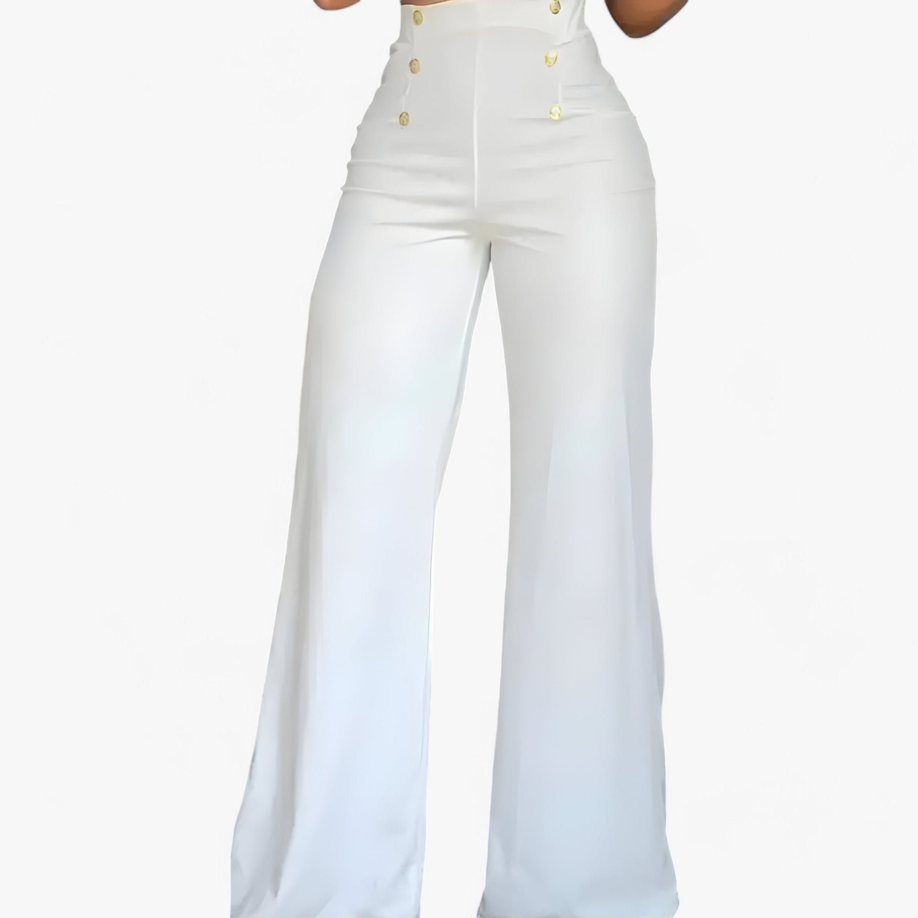 Pants : Broek met Wijde Pijpen - Hoge Taille & Tijdloze Stijl - Roze in Wit van Pantino