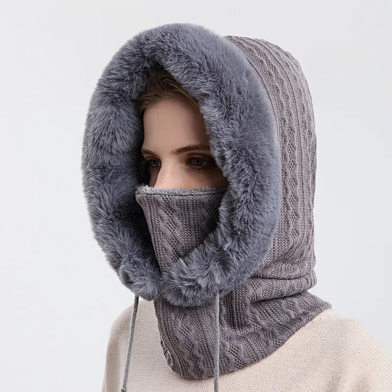 Hat : Cap Khaki - Warme Winter Capuchon in Grijs van Pantino
