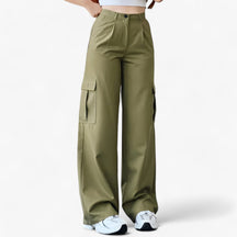 Cargo Pants : Cargobroek Beige - Streetwear & Comfortabele Pasvorm in Lichtgroen van Pantino