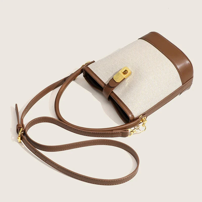 bags : Bucket Schoudertas Dames Beige - Compacte Elegantie - Synthetisch Leer in van Pantino