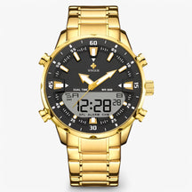 watches : Militair Chronograafhorloge Heren Zwart - Staal - Analoog in zwart goud van Pantino