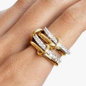 Ring : 18K Gouden Gestapelde Ringen met Cubic Zirconia in van Pantino