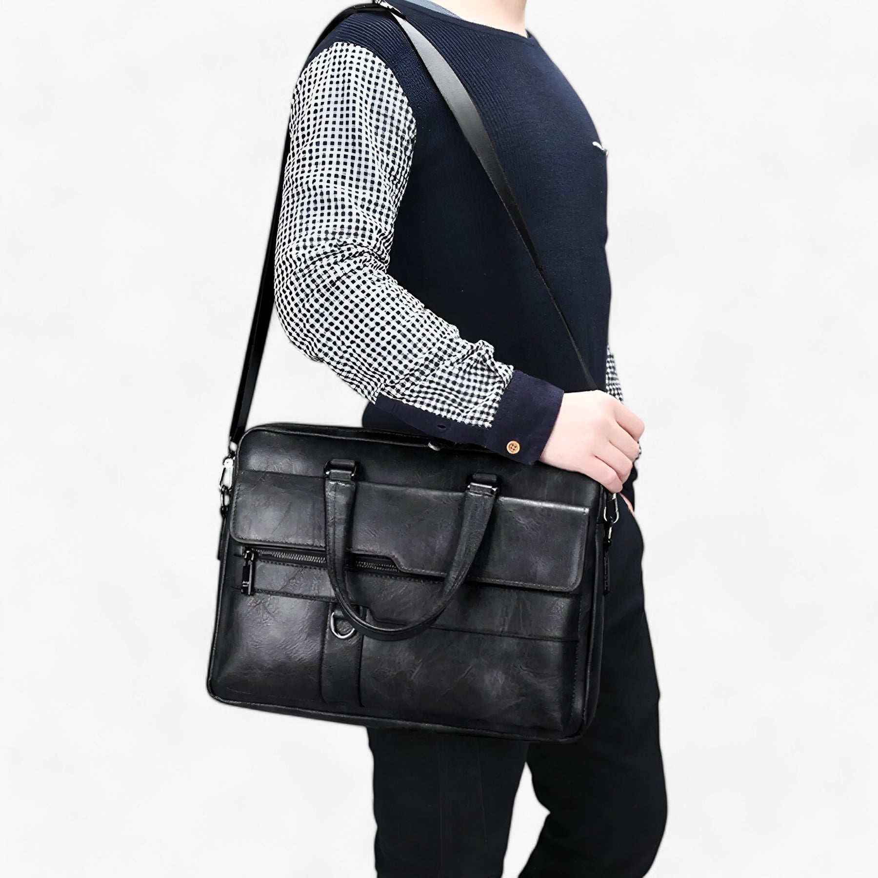 bags : Laptoptas Heren Khaki - Luxe Retro in van Pantino