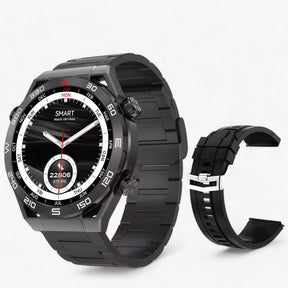 watches : Smartwatch Heren Zilveren Metaal - Dt Ultra Mate - GPS & Nfc voor met Bluetooth Oproepen & Ecg in Zwart metaal van Pantino