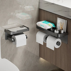 home & garden : Multifunctionele Toiletrolhouder Zilver - Luxe Opbergplank Badkamer - RVS in van Pantino