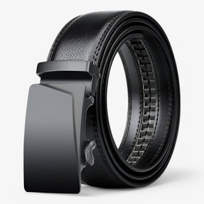 Belt : Heren Riem Zwart Leer met Automatische Gesp in Zwart van Pantino