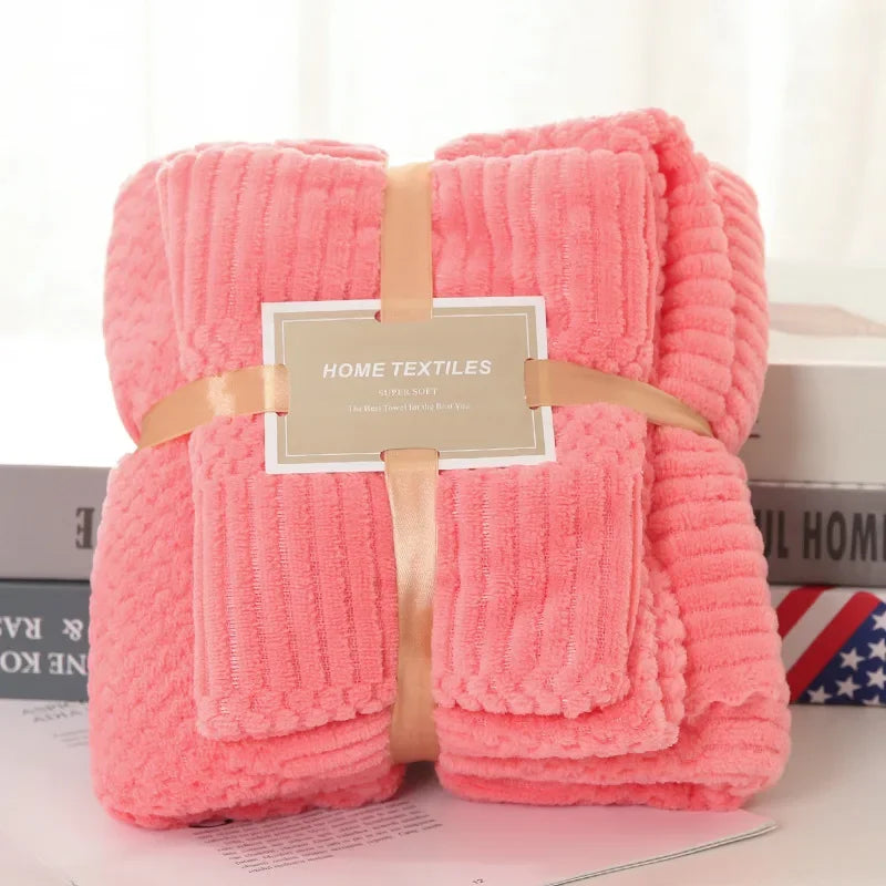 home & garden : Coral Fleece Badhanddoekenset - De Definitie van Zachtheid. - Lichtblauw in Oranje van Pantino