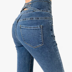 Jeans : Jeans Grijs 3 Knoppen - Skinny Koker - Slanke Stretch voor een Flatterende Pasvorm in van Pantino