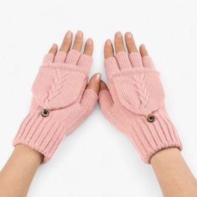Gloves : Handschoenen Dames Donkerroze - Dikke Omgeslagen Gebreide voor - Voor Koud Weer in Roze Één maat van Pantino