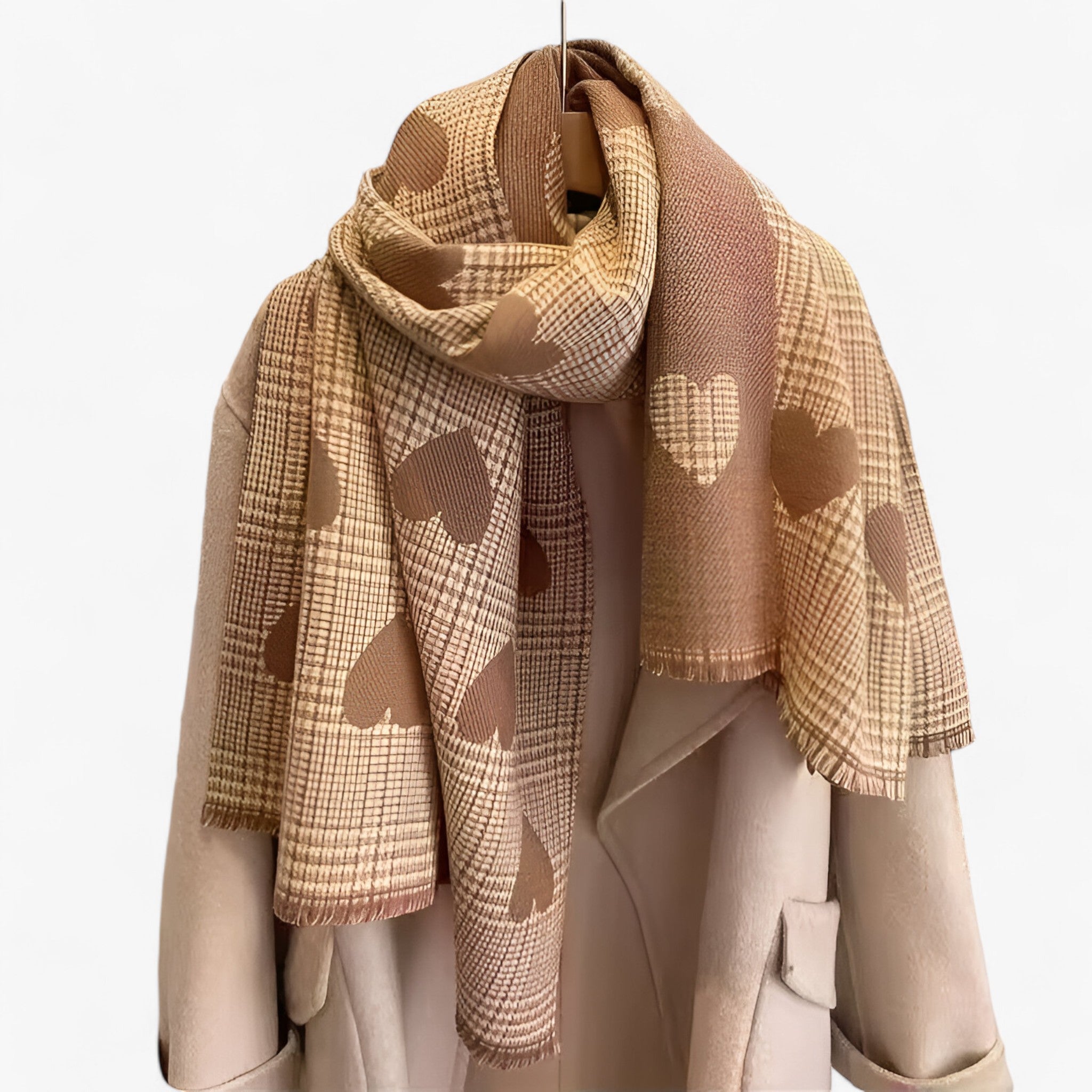 Scarf : Sjaal Khaki - Dubbelzijdige Kasjmier - Warme Luxe met Stijlvol Design in khaki 70X200cm van Pantino