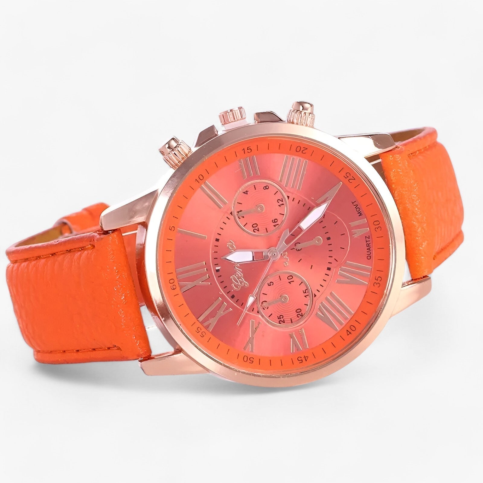 Watches : Luxe dameshorloge - Waterdicht leer voor elke gelegenheid in Oranje van Pantinoshop