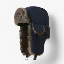 Hat : Hoed Beige - Warme Russische Winterhoed - Beschermt Tegen Kou & Wind in Marineblauw Één maat van Pantino