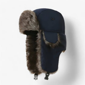 Hat : Hoed Beige - Warme Russische Winterhoed - Beschermt Tegen Kou & Wind in Marineblauw Één maat van Pantino
