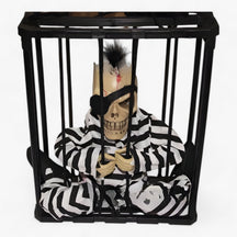 home & garden : Praatgriezelige Animatronische Gevangen Skeleton - Eng Halloween Decor met Licht en Geluid in B van Pantino