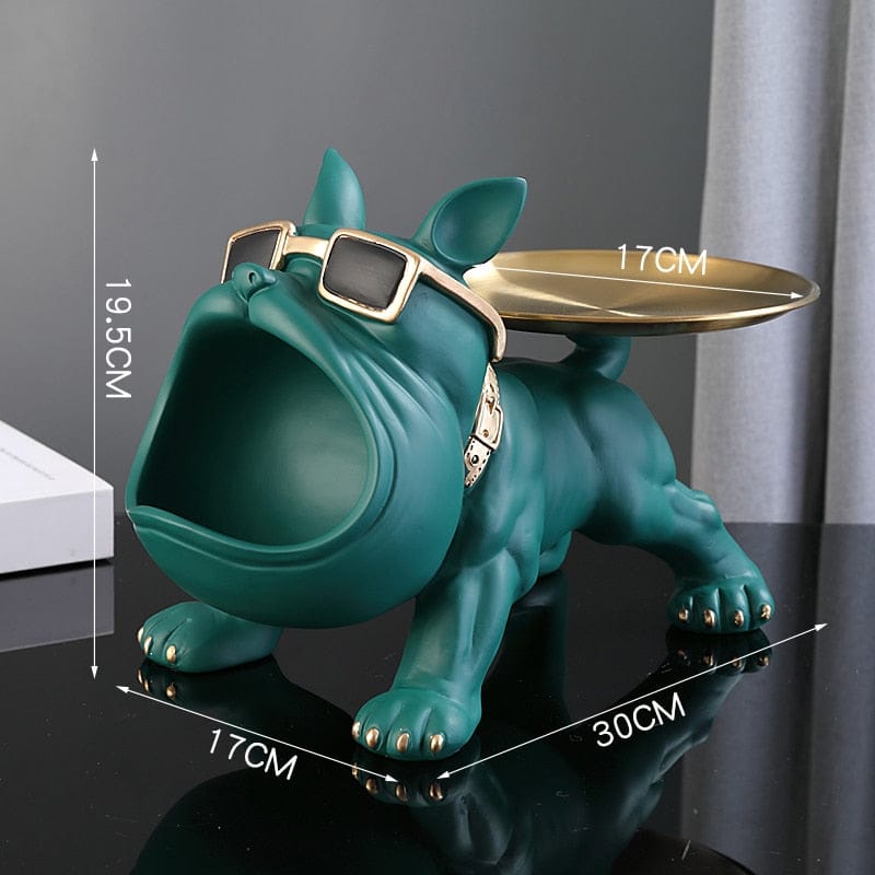 home & garden : Franse Bulldog Decoratie Oranje - Vrolijke Huisdecoratie Beeldje - Keramiek in Groen van Pantino