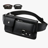 Multifunktionale Leder Bauchtasche Herren Leder - Schwarz Größe Groß