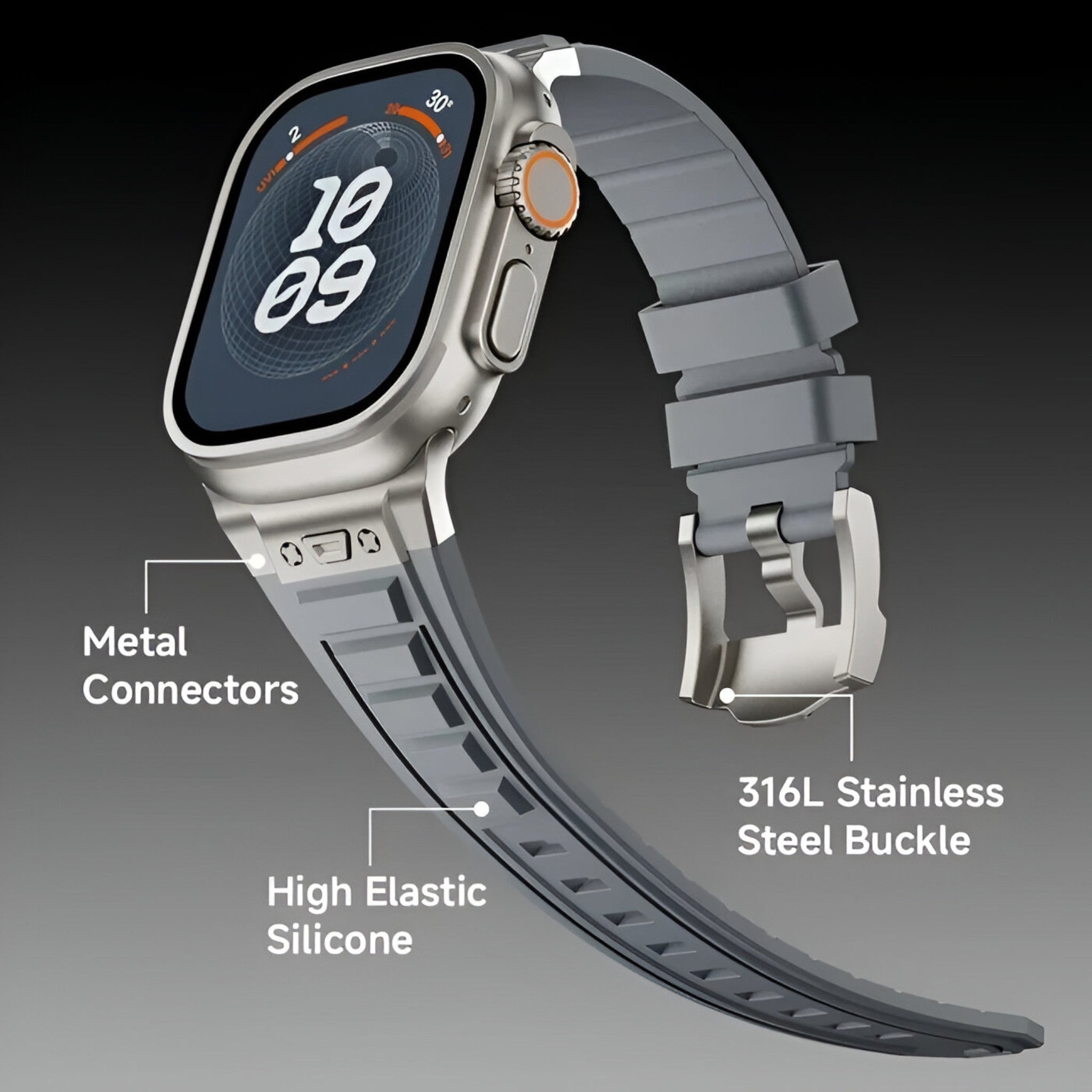 Smartwatch Band : Siliconen Sportbandje voor Apple Watch - Zwart Zwart in van Pantino