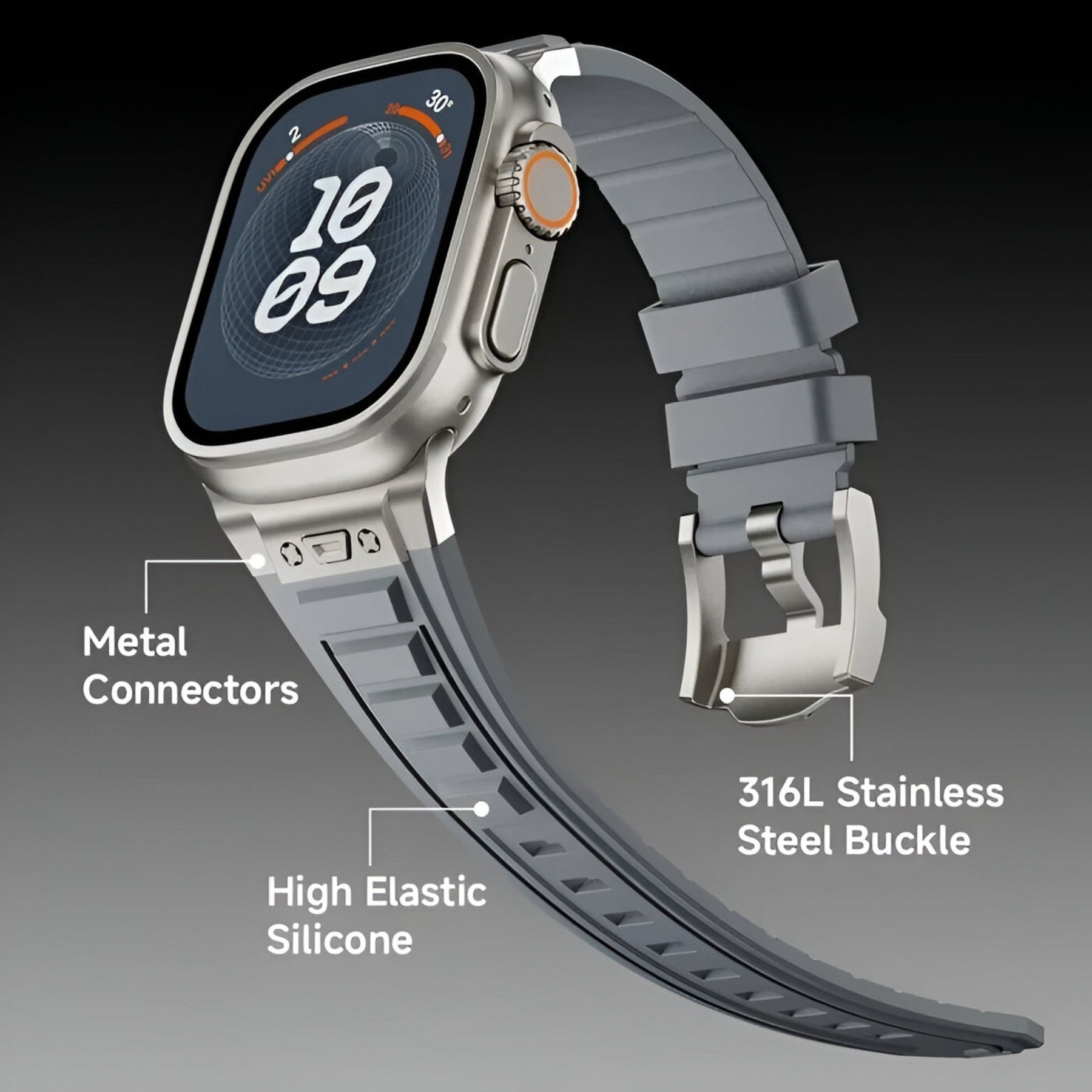 Smartwatch Band : Siliconen Sportbandje voor Apple Watch - Zwart Zwart in van Pantino
