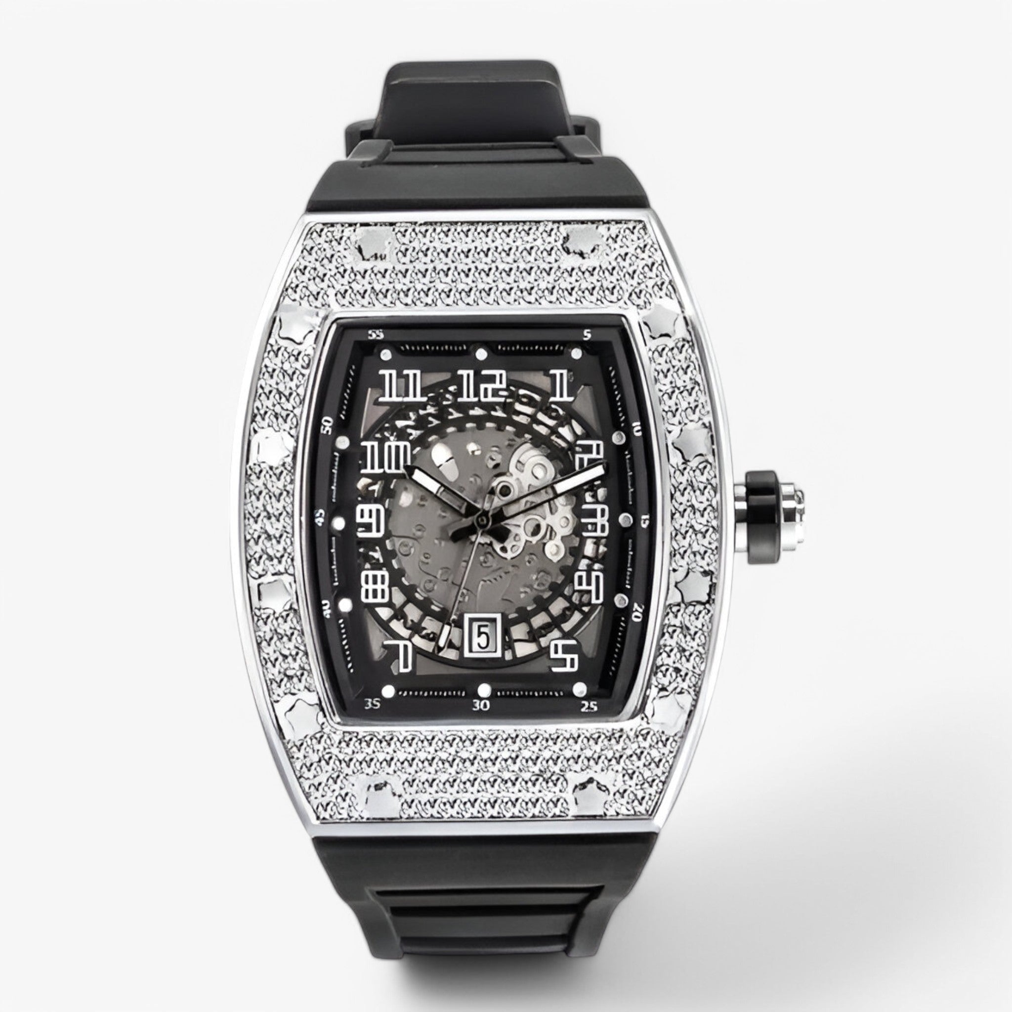 watches : Horloge Zwart - Luxe Tonneau in Zilver van Pantino