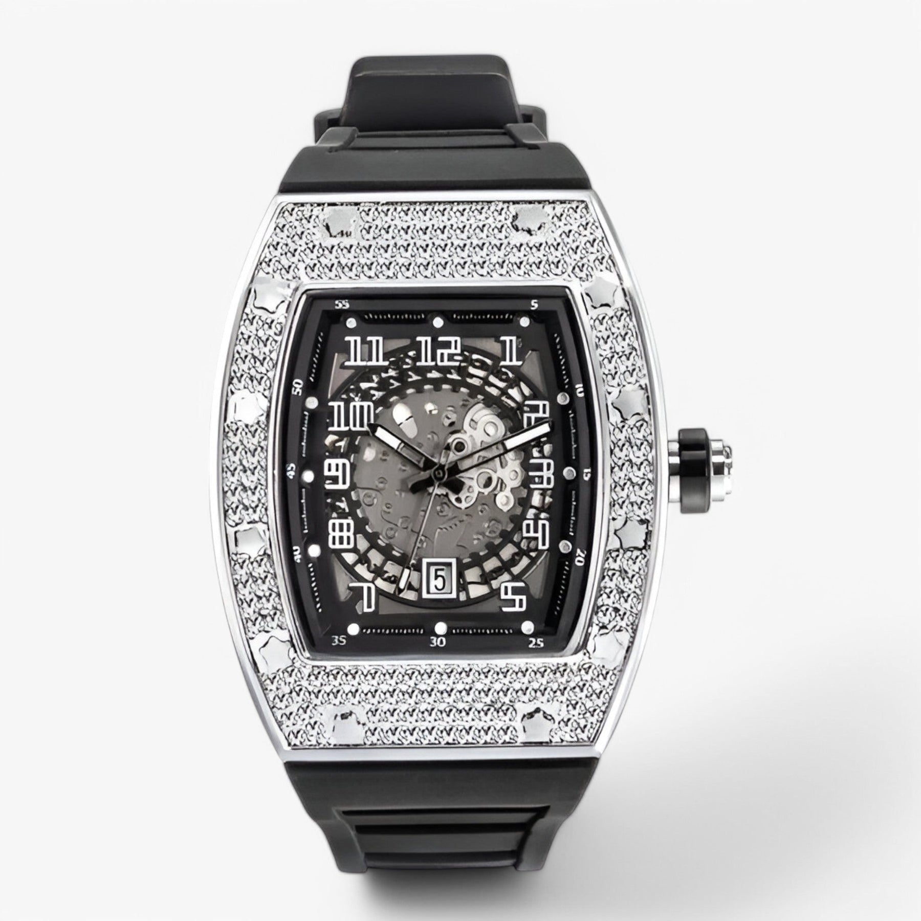 watches : Horloge Zwart - Luxe Tonneau in Zilver van Pantino