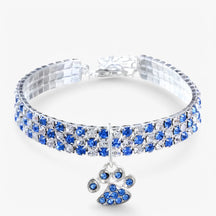pets : Luxe Kristallen Halsband met Diamant Hanger - Roze in Blauw van Pantino
